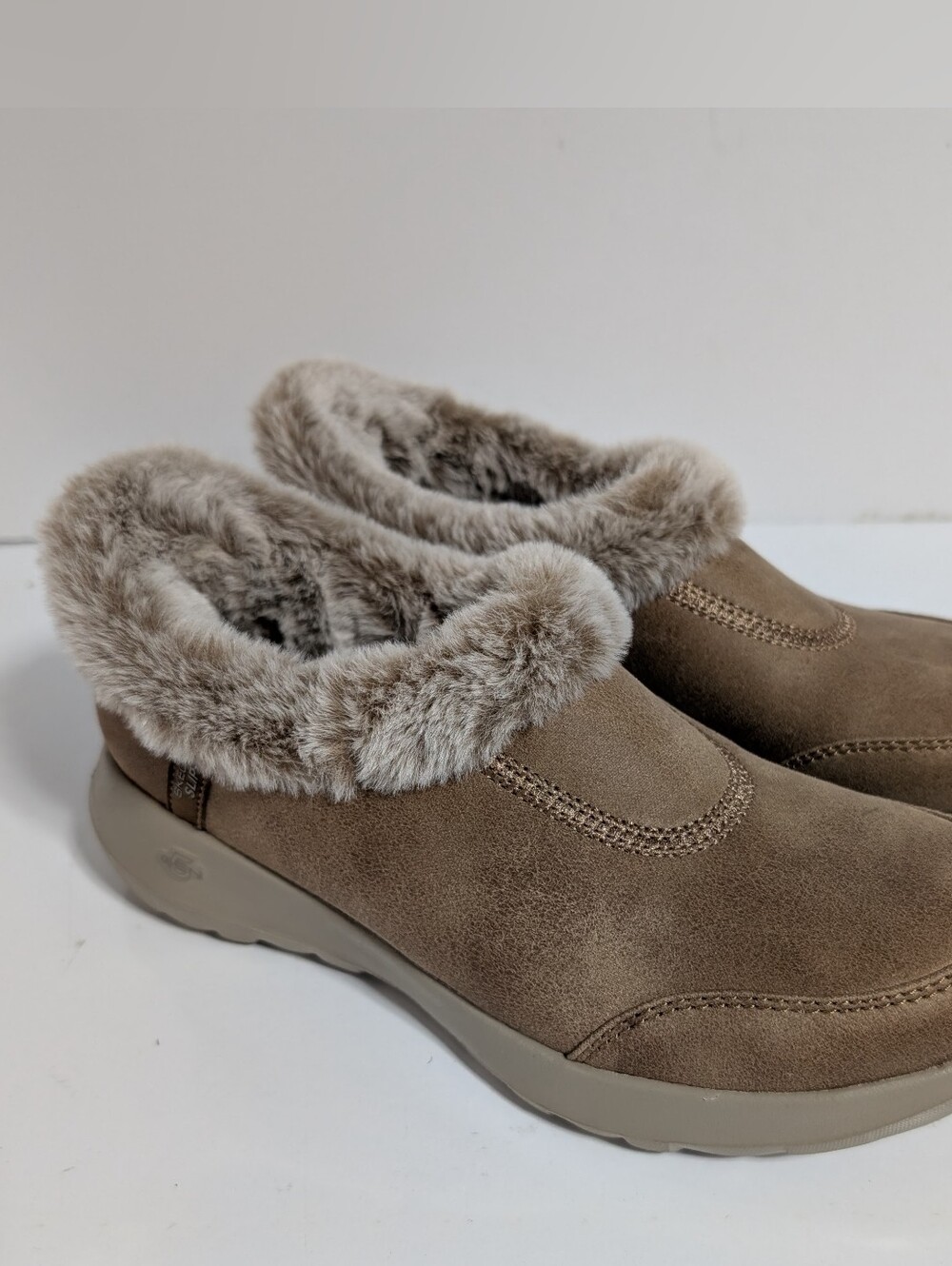 Skechers On-the-Go Women's Faux Fur Trim Slip-On Booties - Taupe